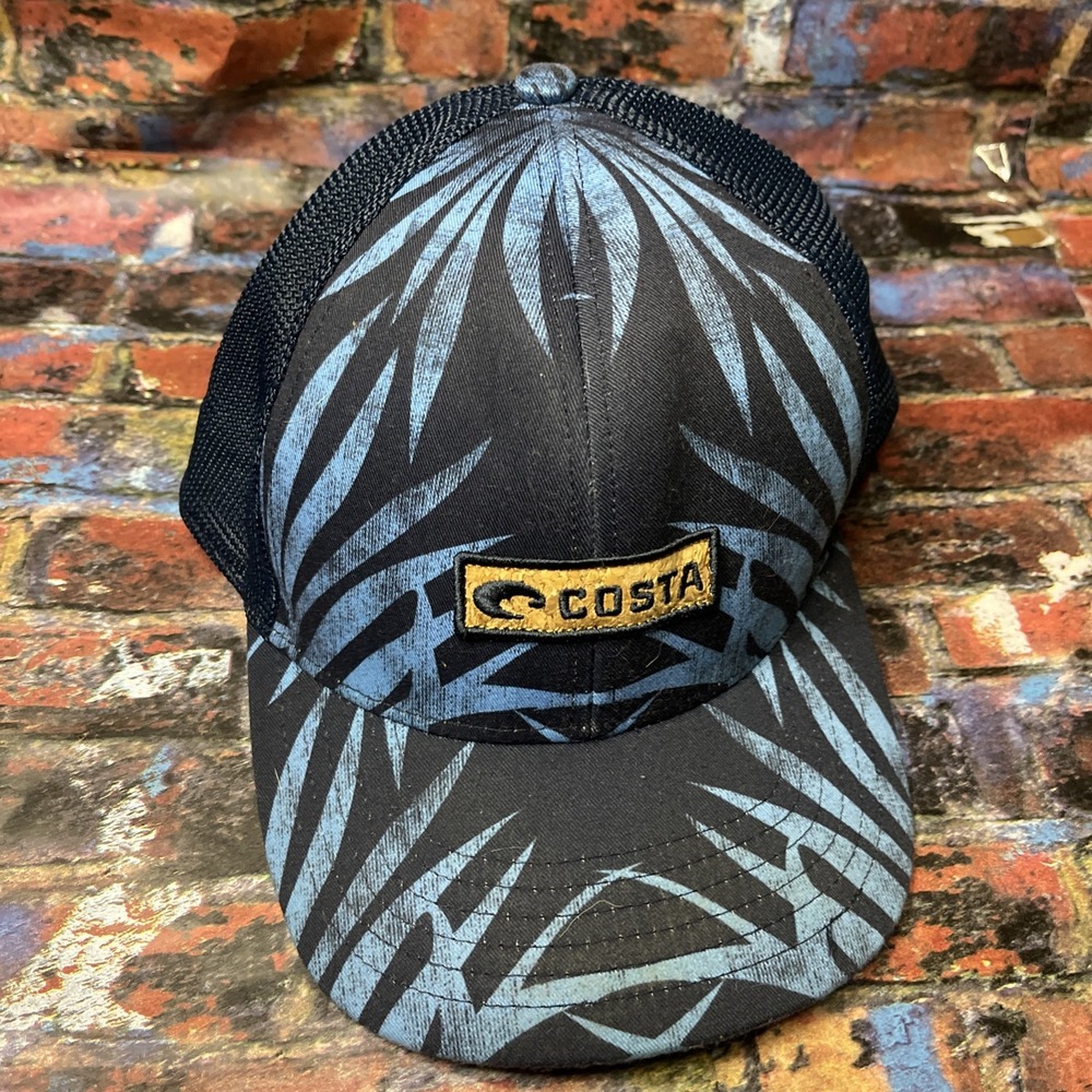 Costa Del Mar Mens Blue Palm Mesh Trucker Hat Snapback Fishing Cap One Size